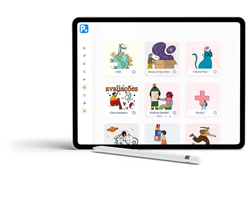Tela do Portal P+, do Polígono, aberta num tablet